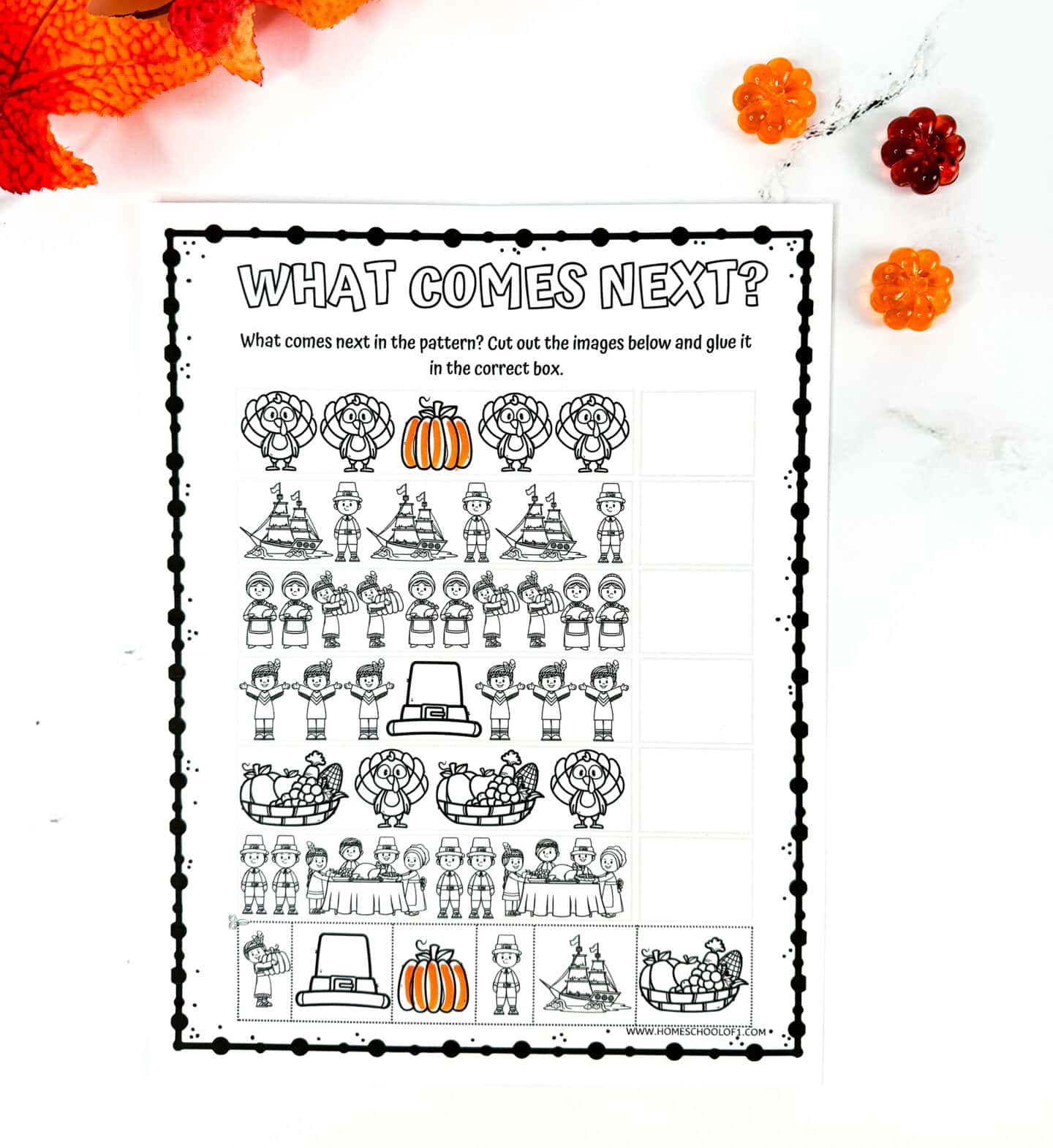 what comes next worksheet thanksgiving