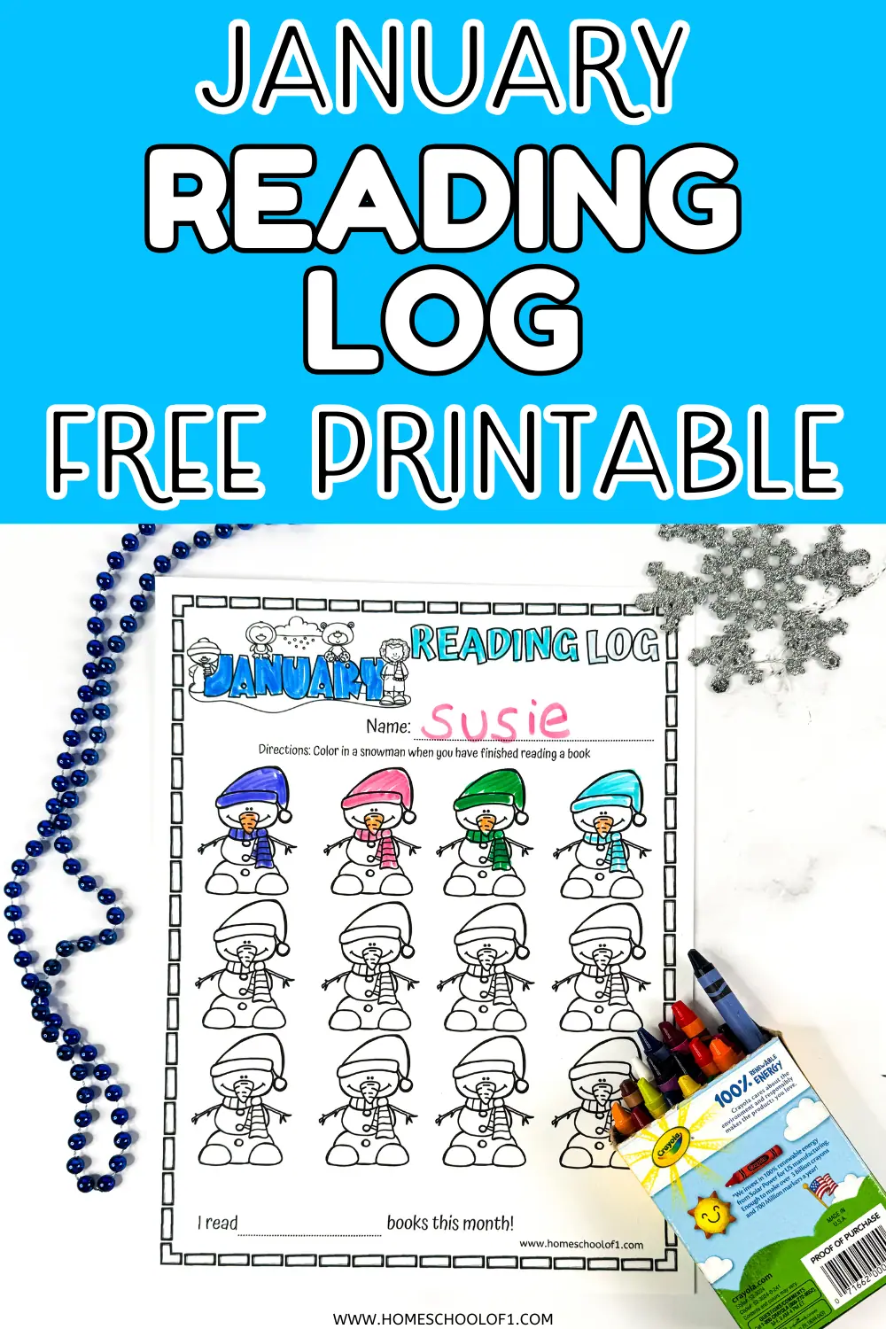 January reading log printable