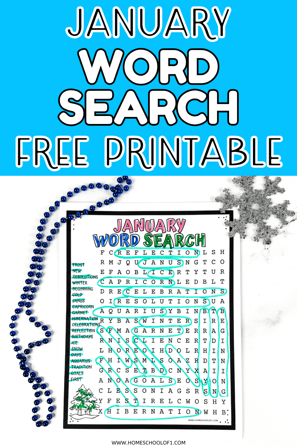 Free January Word Search Printable