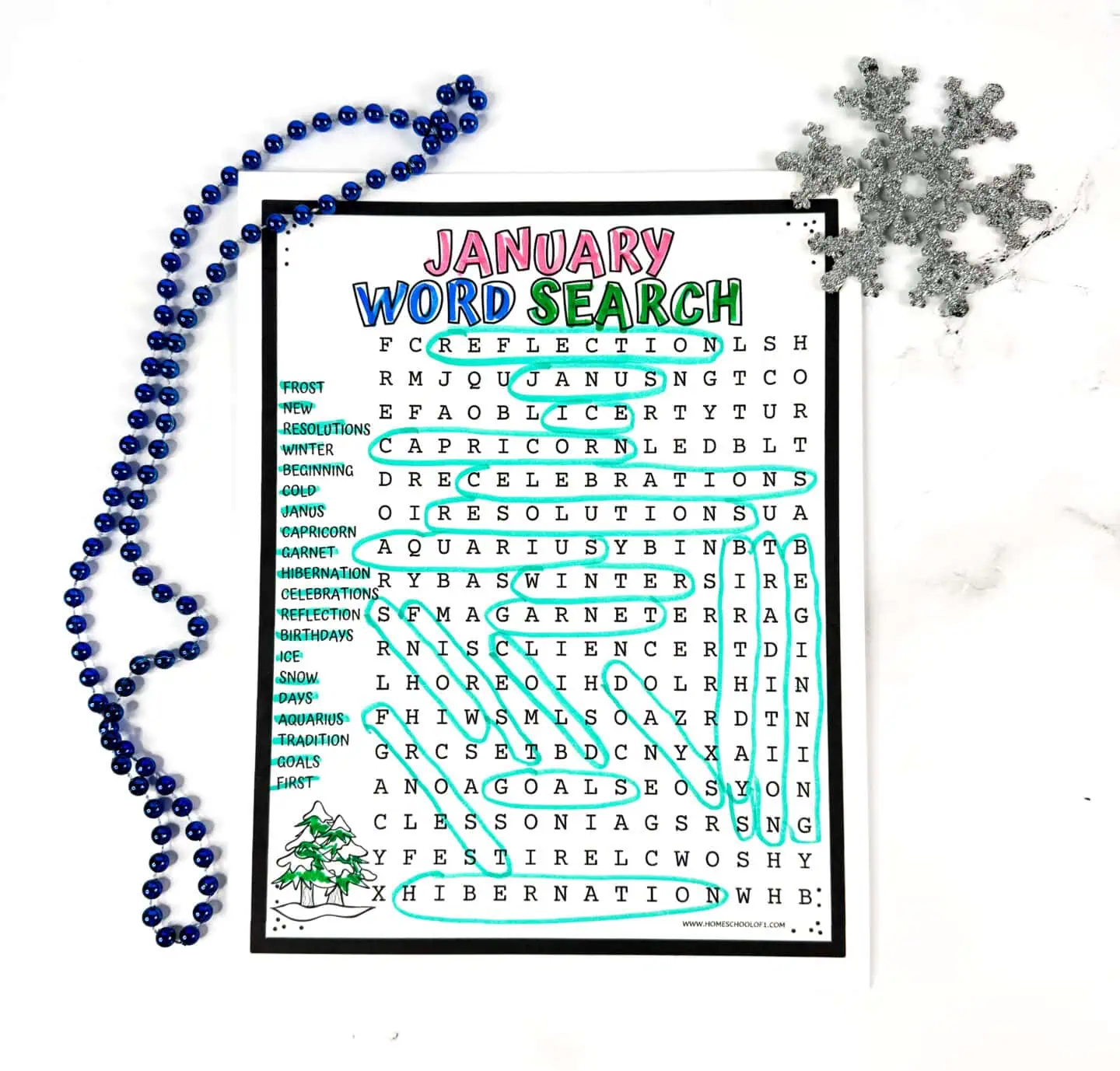 January word search puzzle