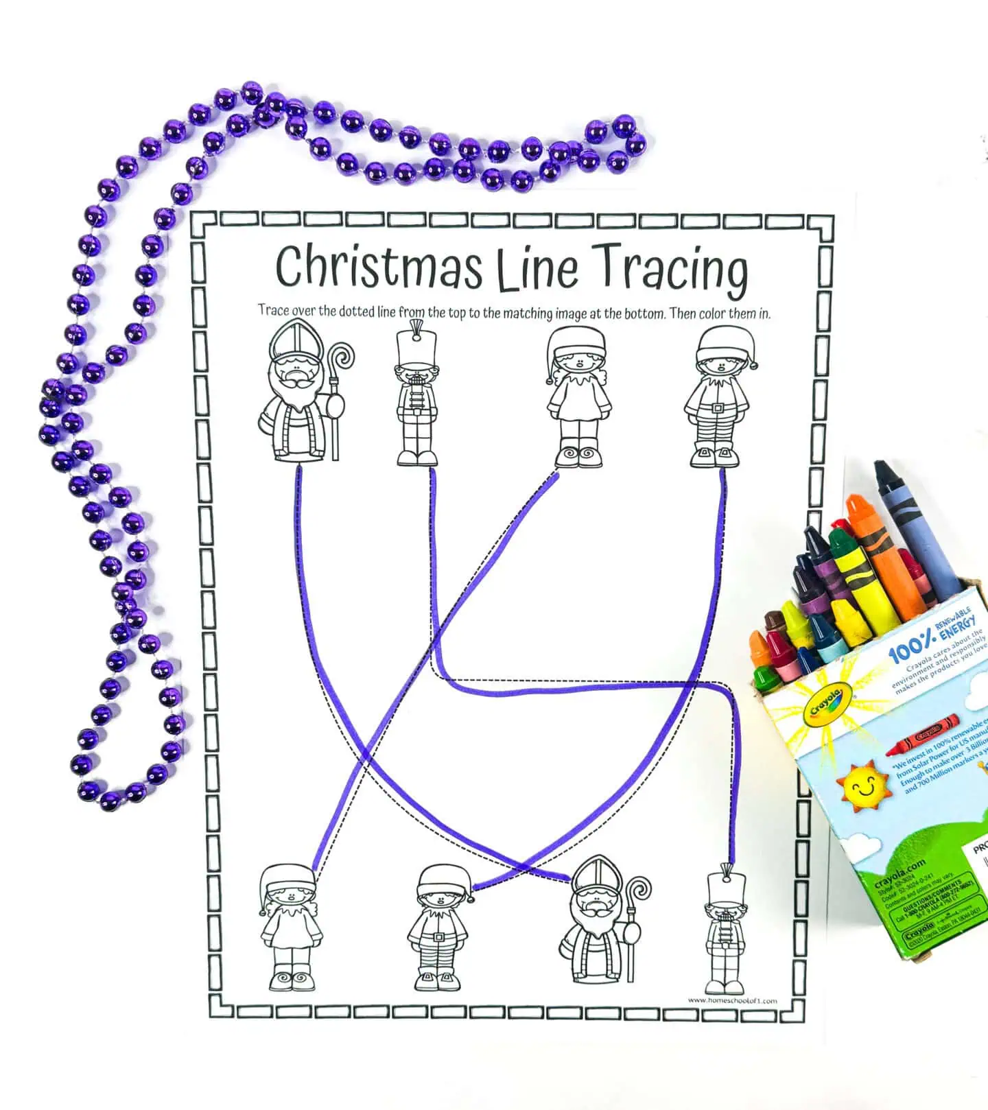 christmas line tracing worksheet