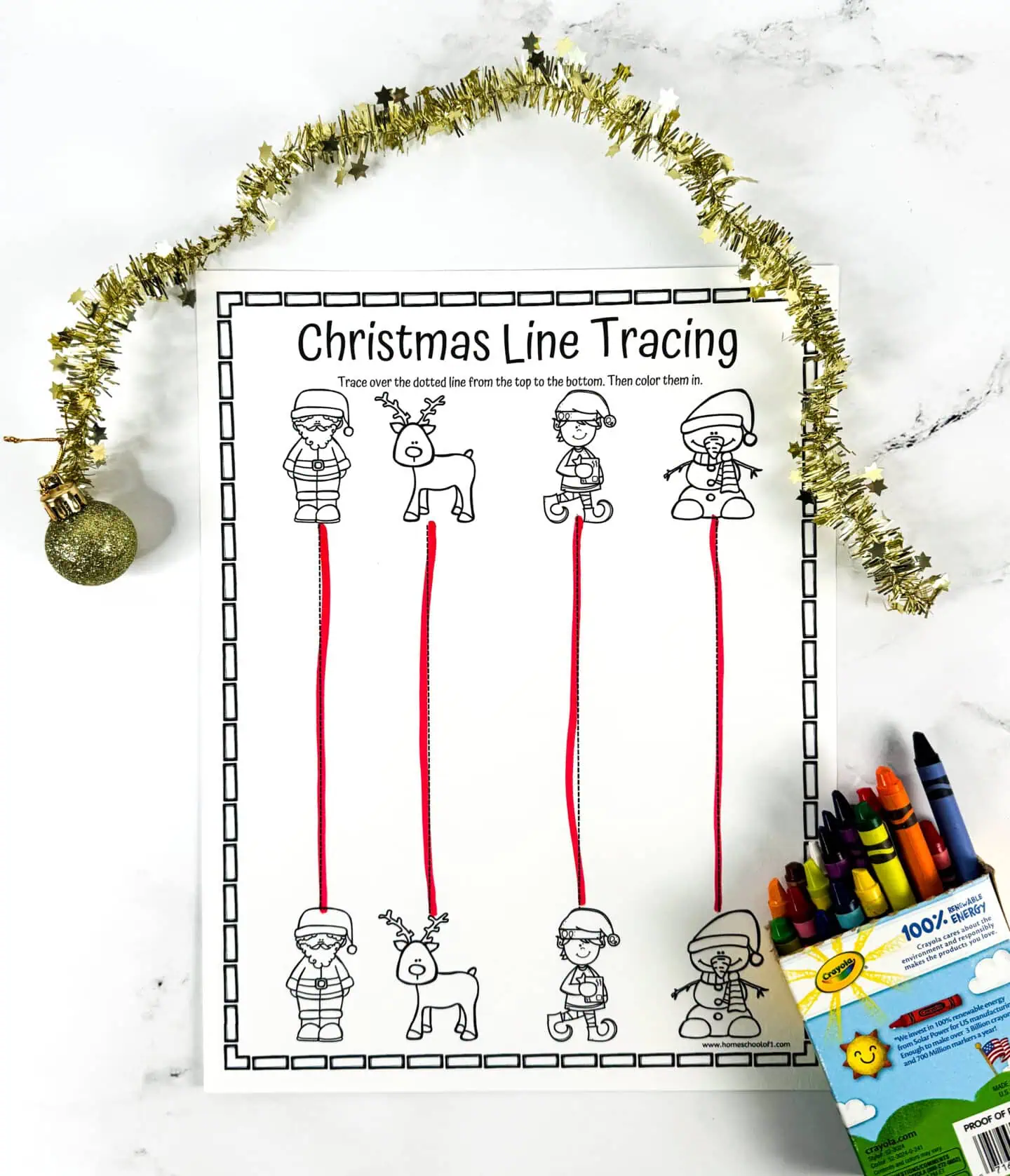 christmas straight line worksheet