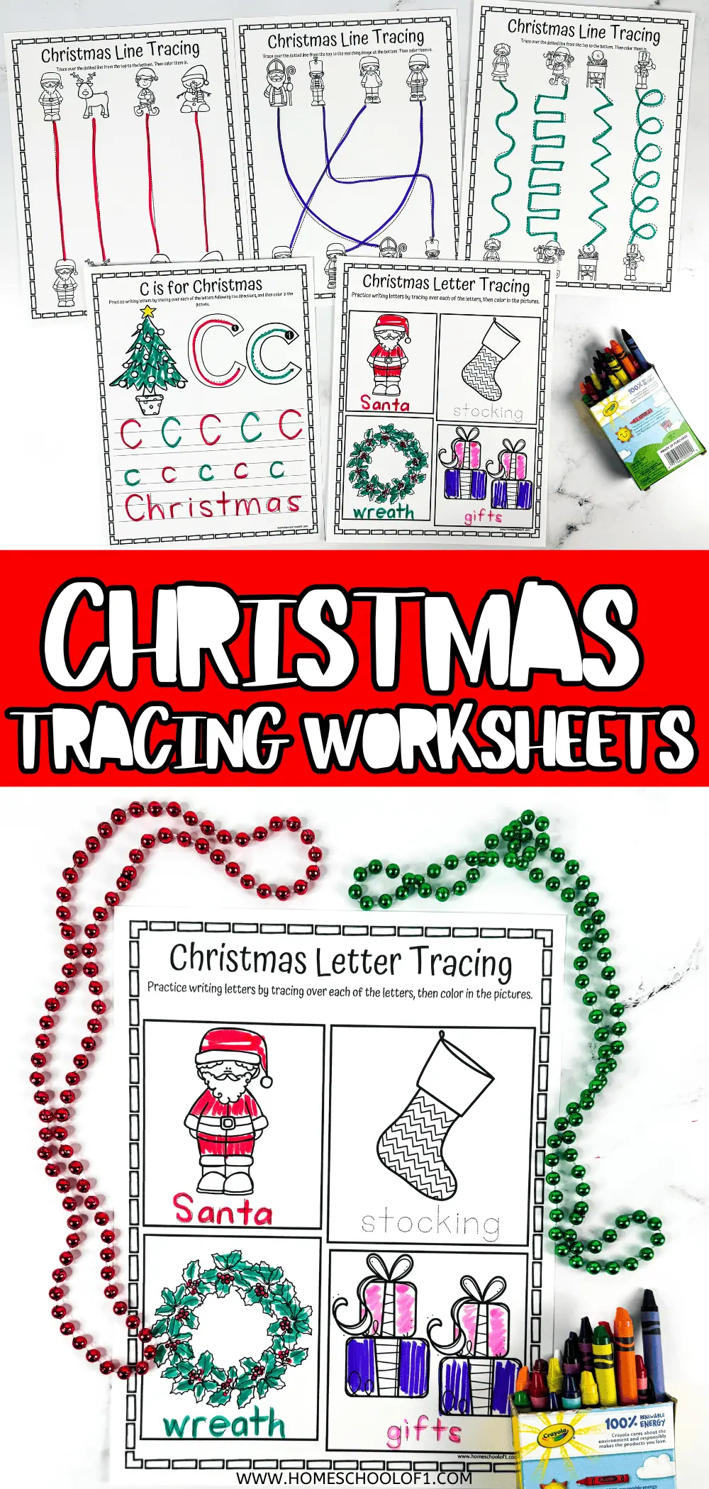 christmas tracing worksheets