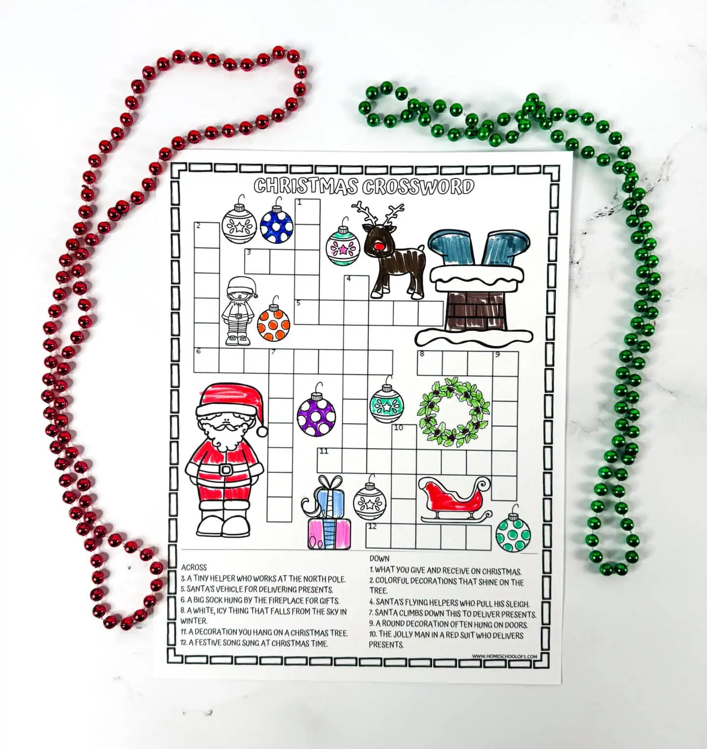 free christmas crossword printable