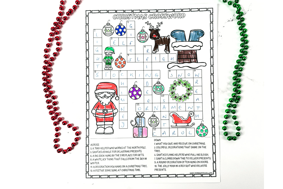 free christmas crossword puzzle printable