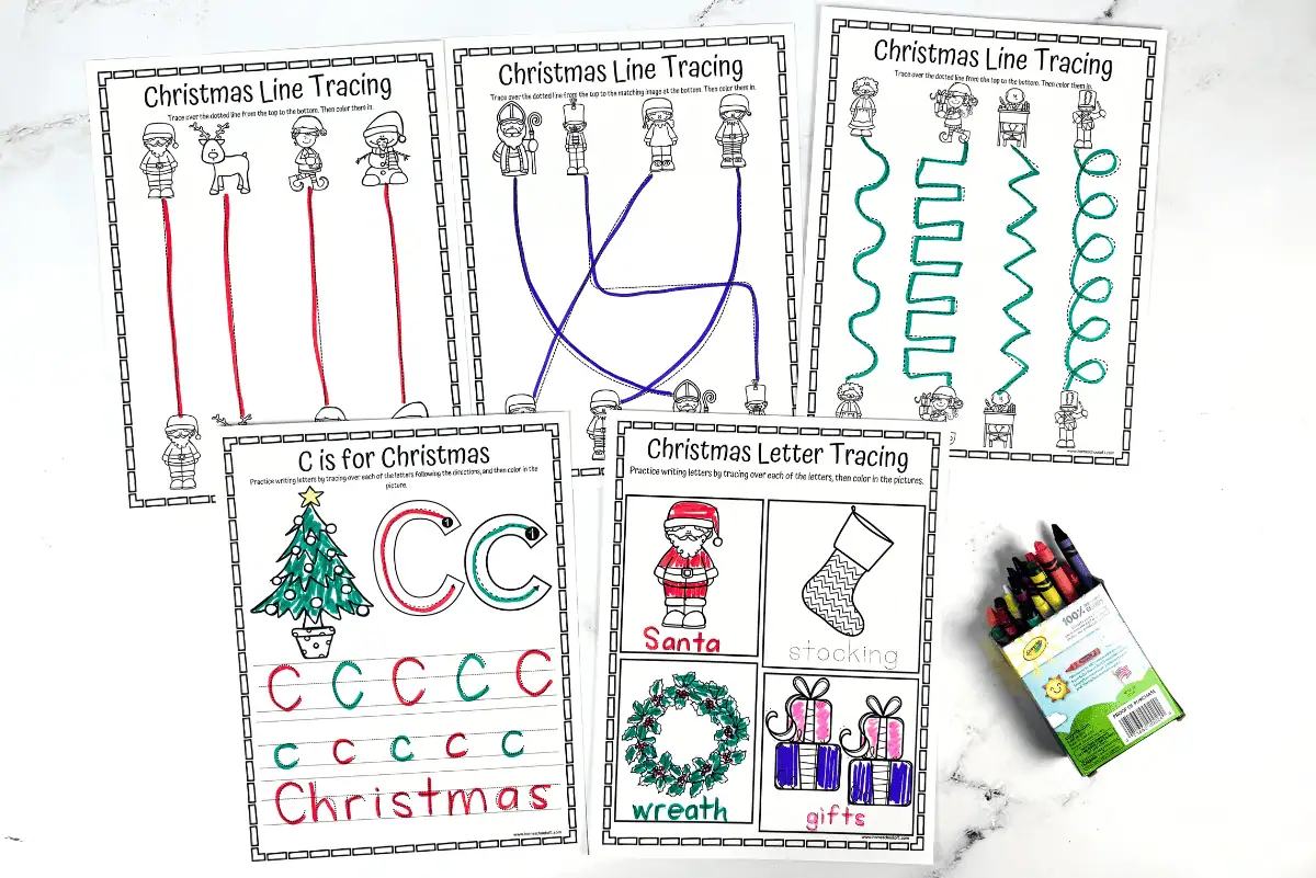 free christmas tracing worksheets