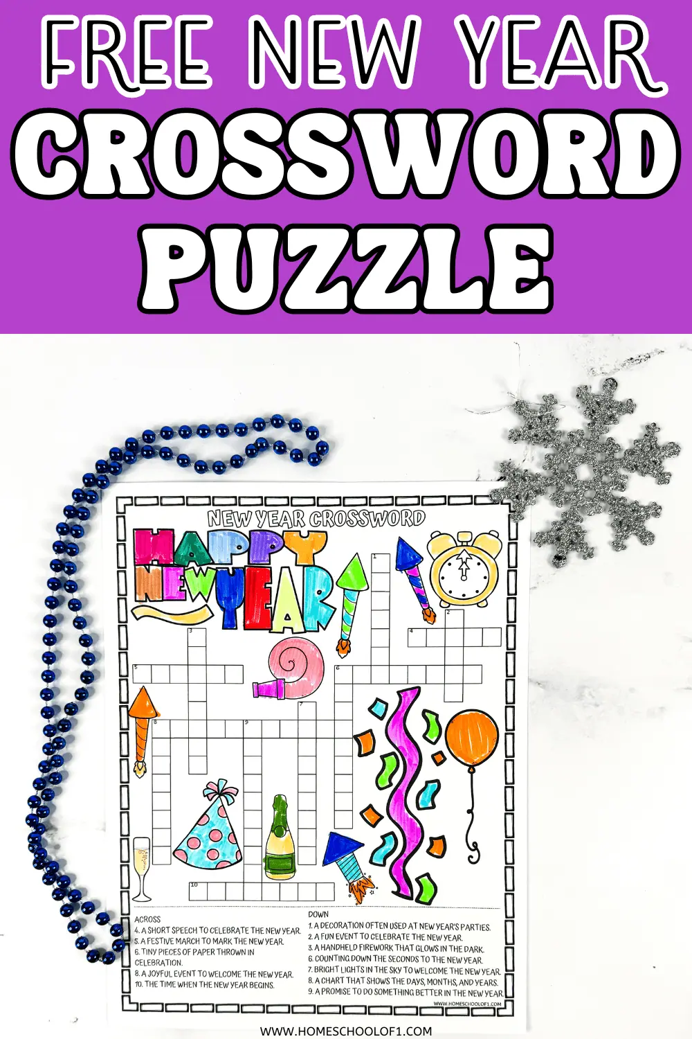 free new year crossword puzzle printable