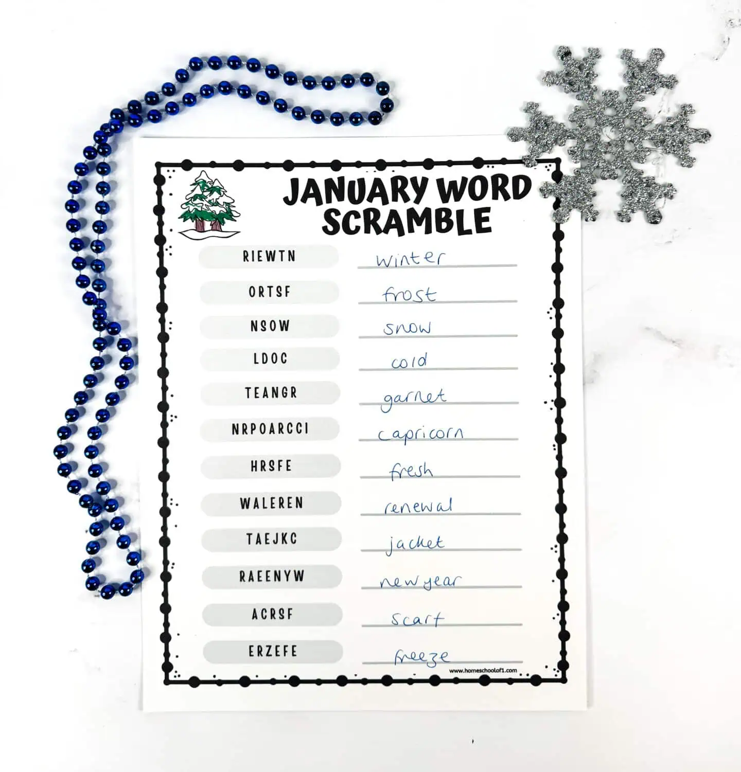 january word jumble printable