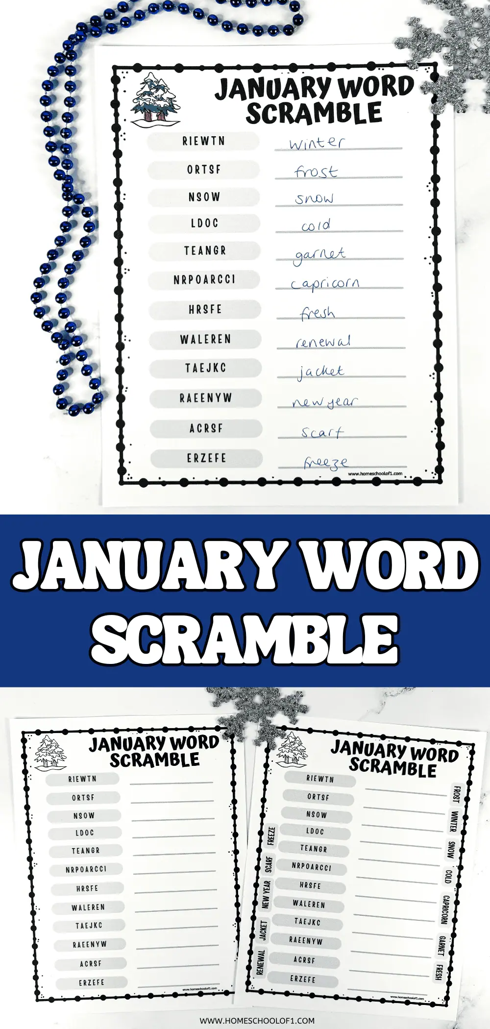 january word scramble printable