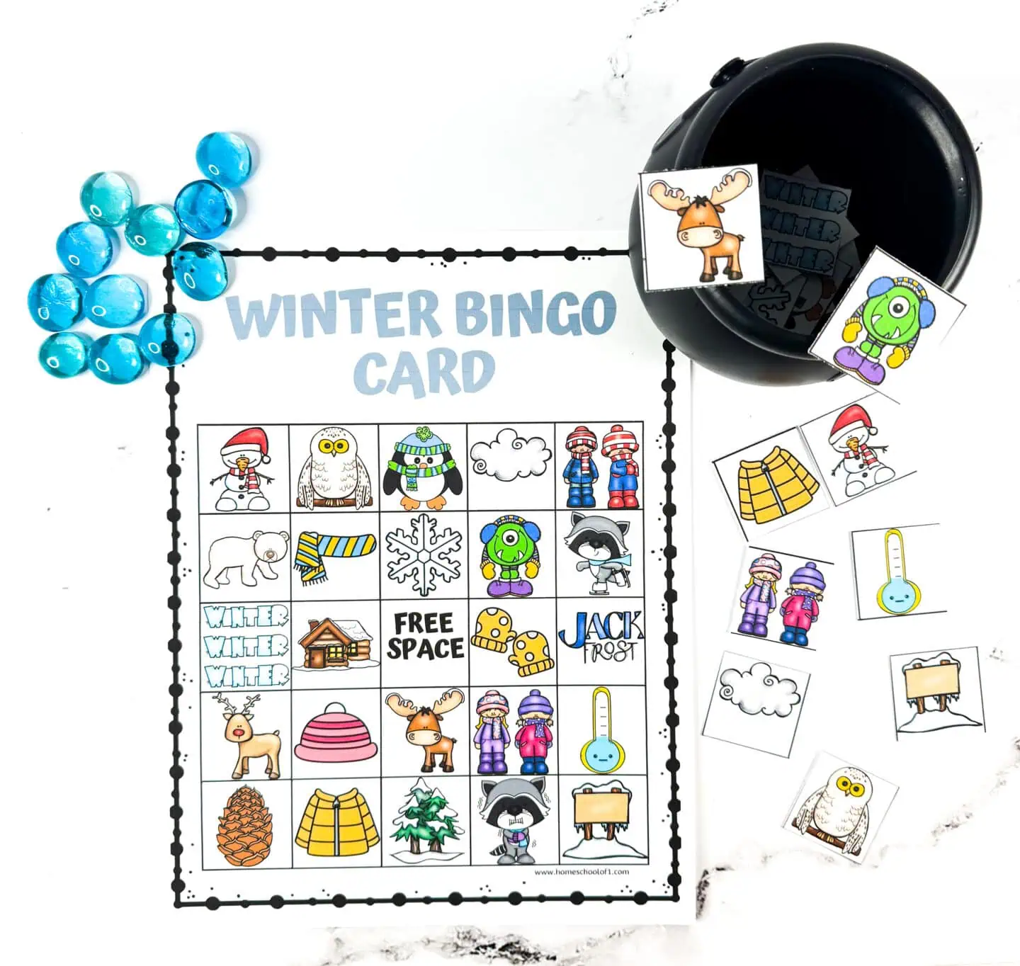 winter bingo calling card printable