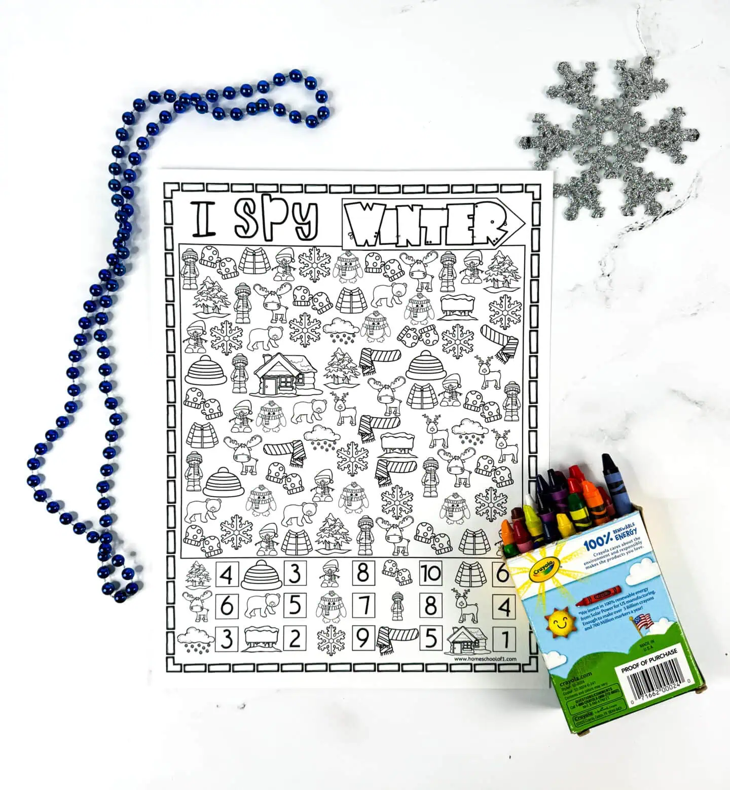 winter i spy coloring page