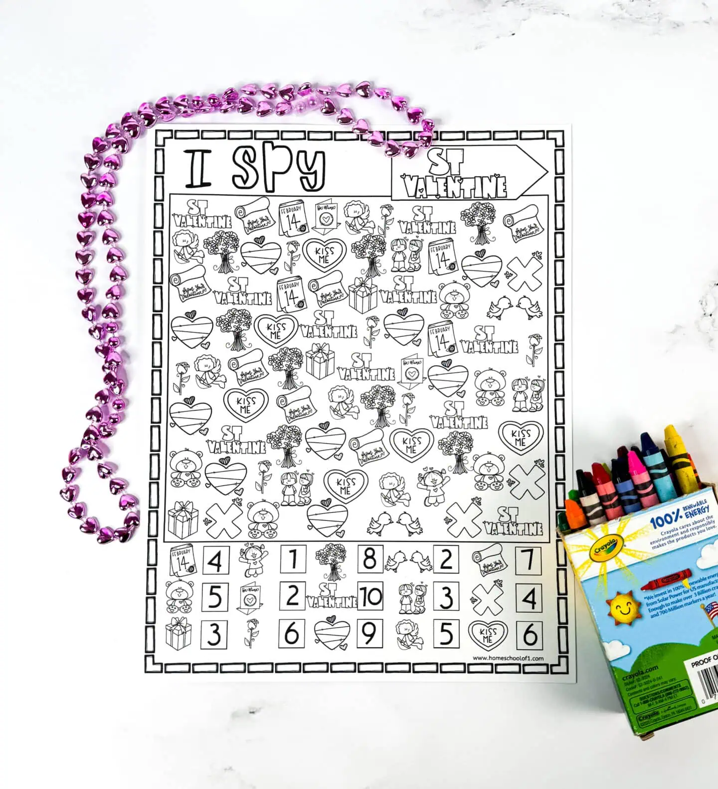 FREE VALENTINE'S DAY I SPY COLORING PAGE