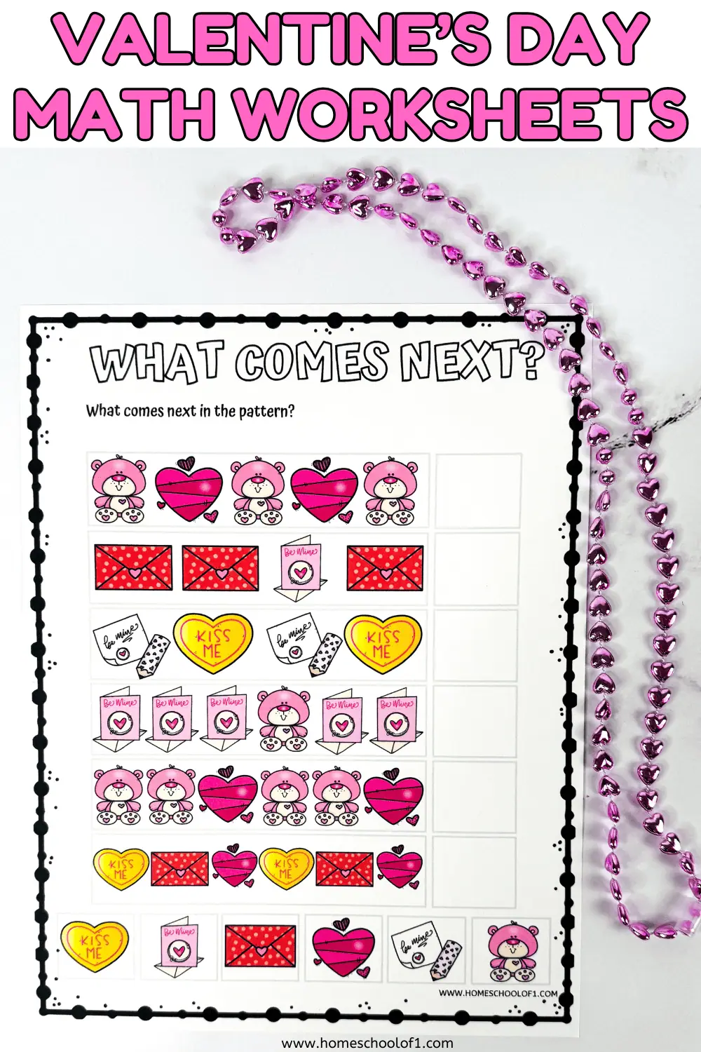 Valentine's day math worksheets