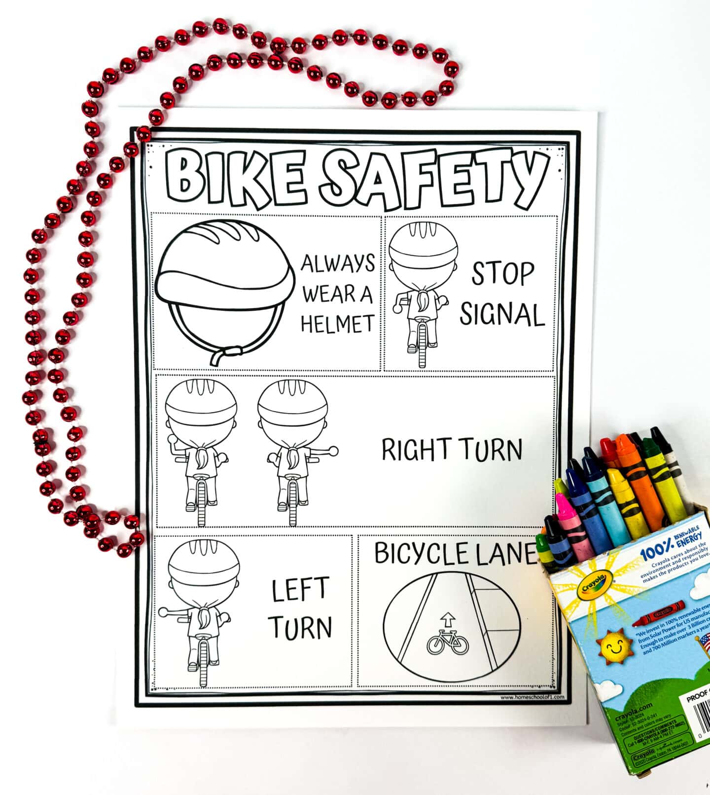 bike safety coloring page