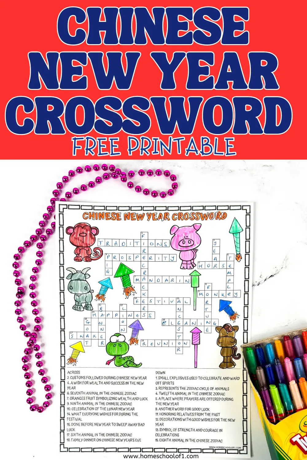 chinese new year crossword printable