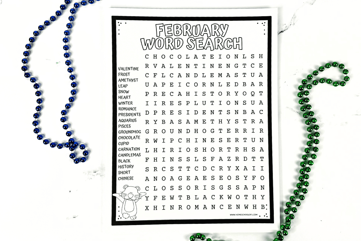 february word search pdf