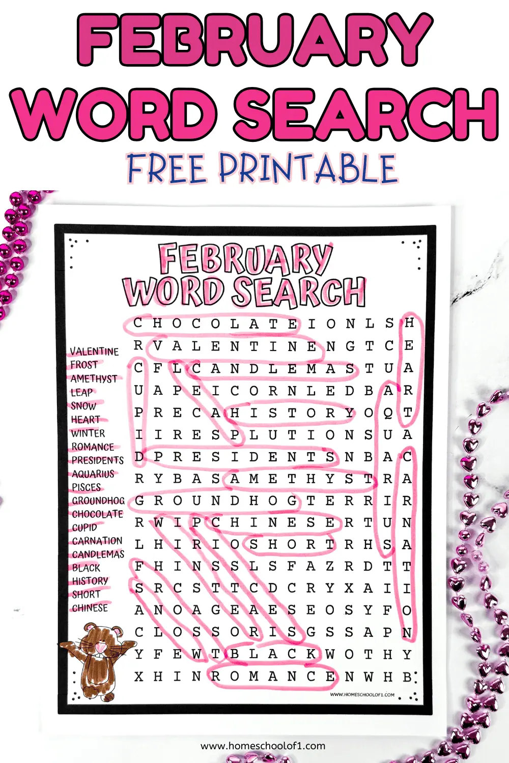 february word search printable