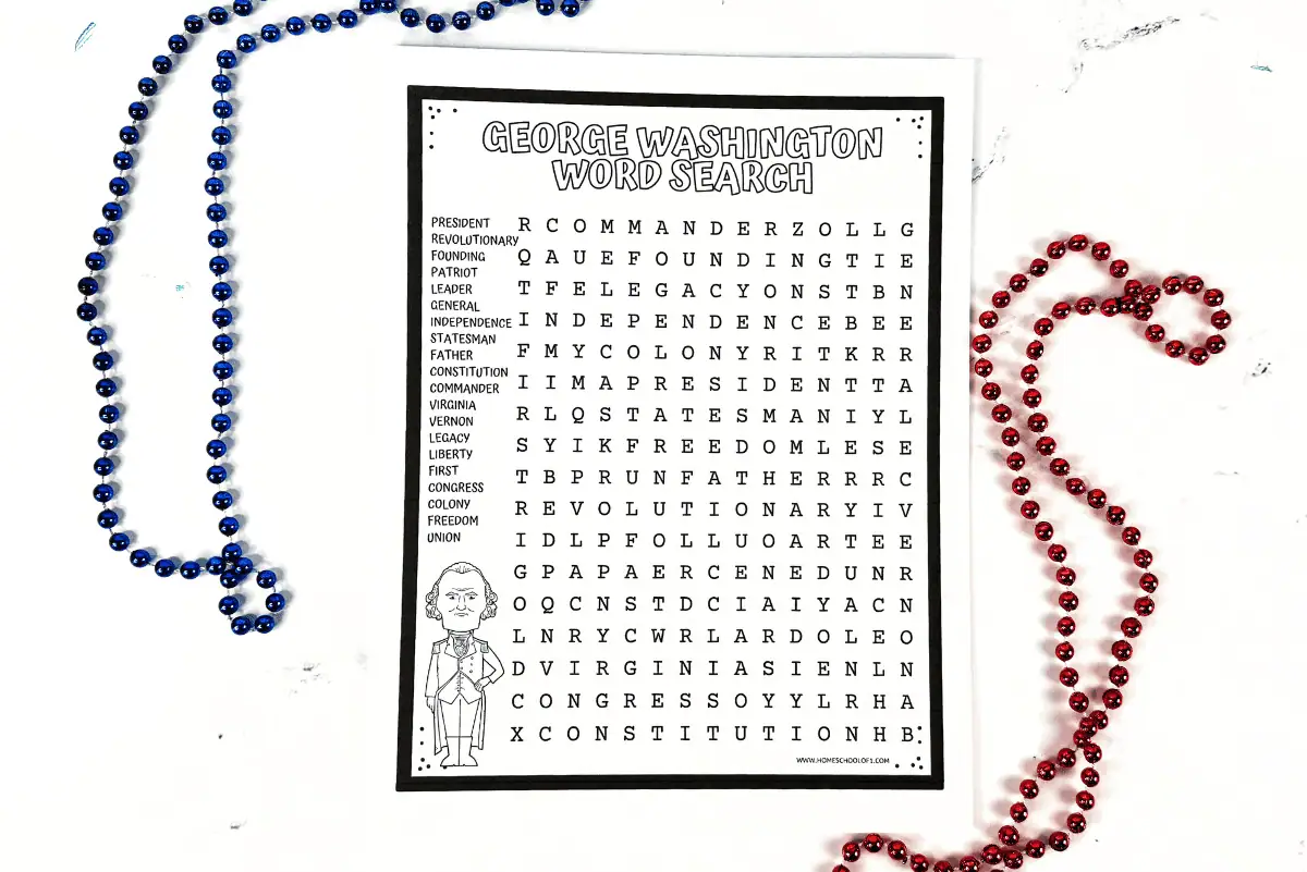 free george washington word search