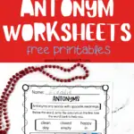 free printable antonyms worksheets