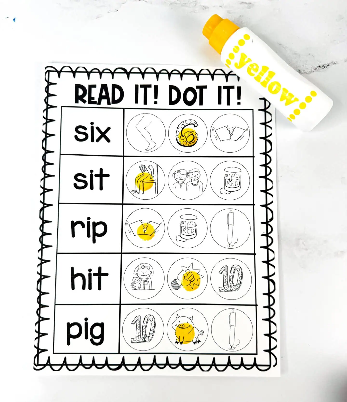 free read it, dot it worksheet