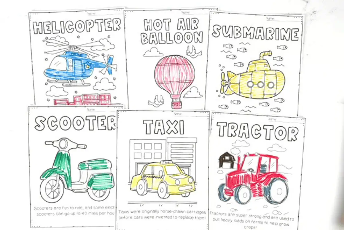 free transportation coloring pages