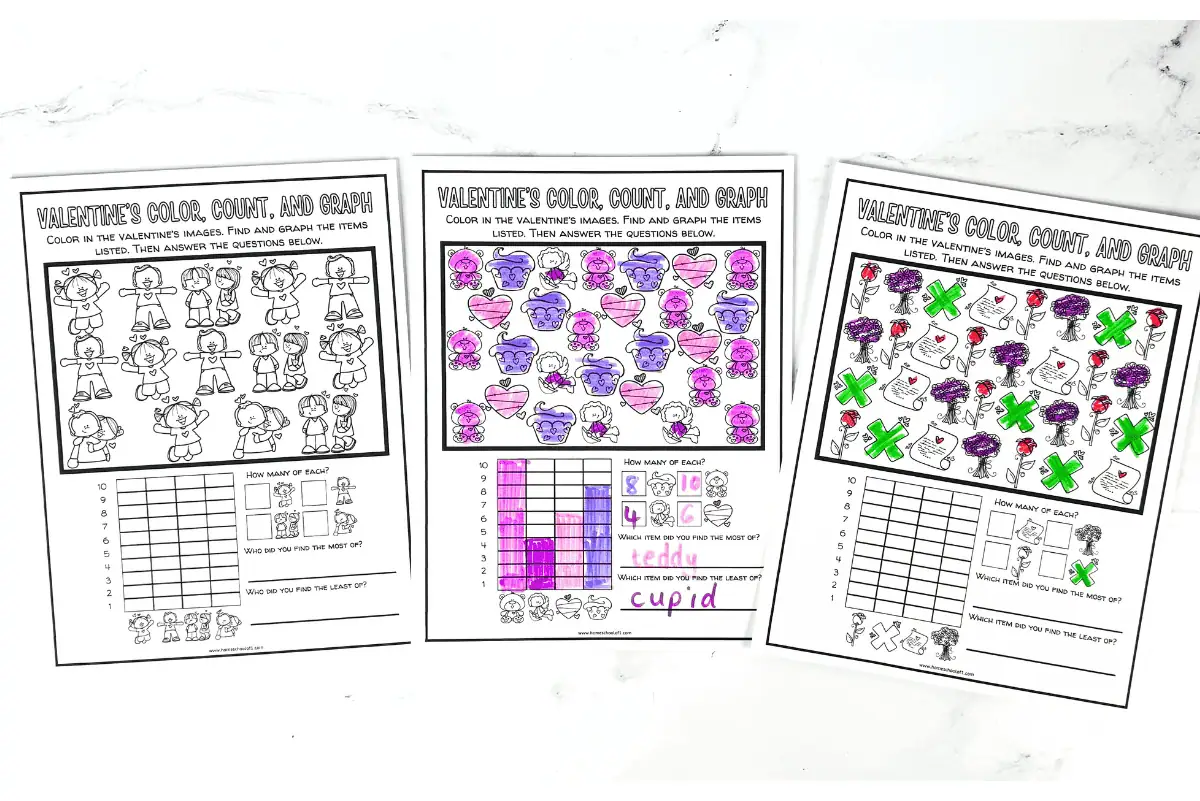 free valentine's day graphing worksheets