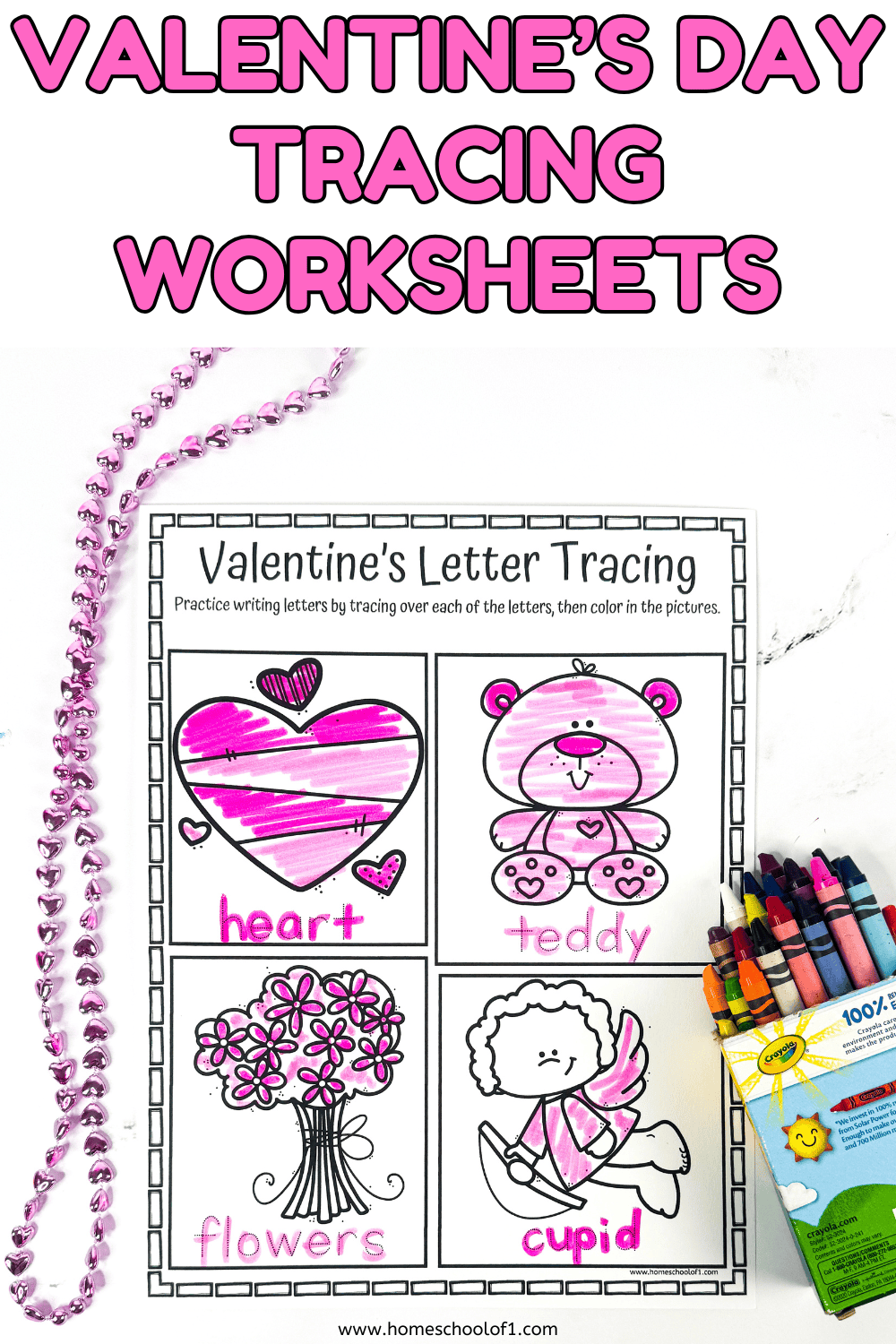 free valentine's day tracing worksheets