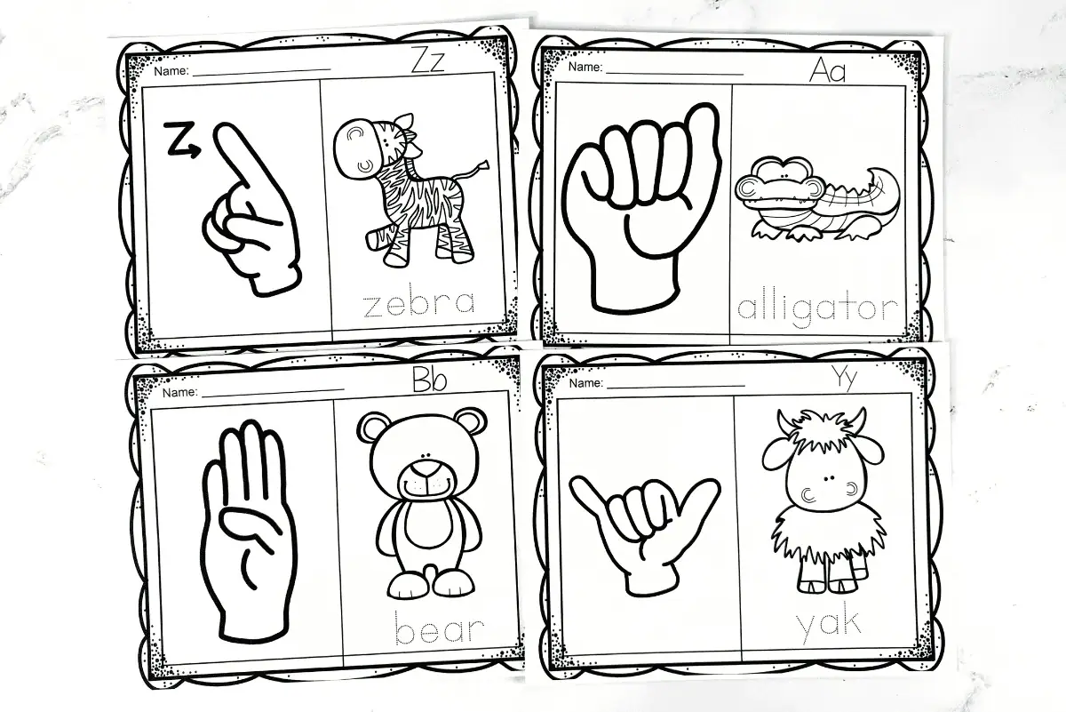 sign language alphabet printables