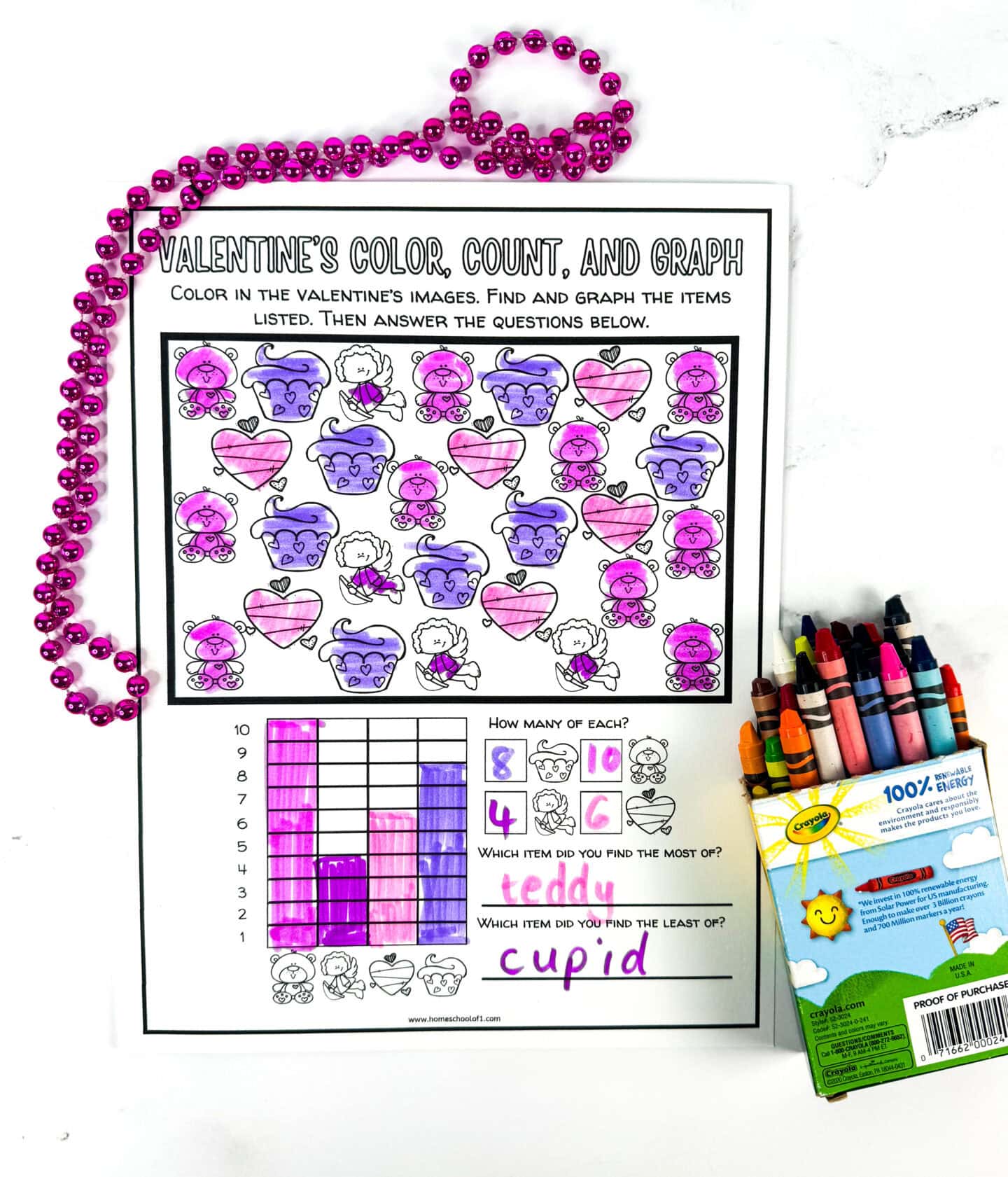 valentine's bar graph worksheet