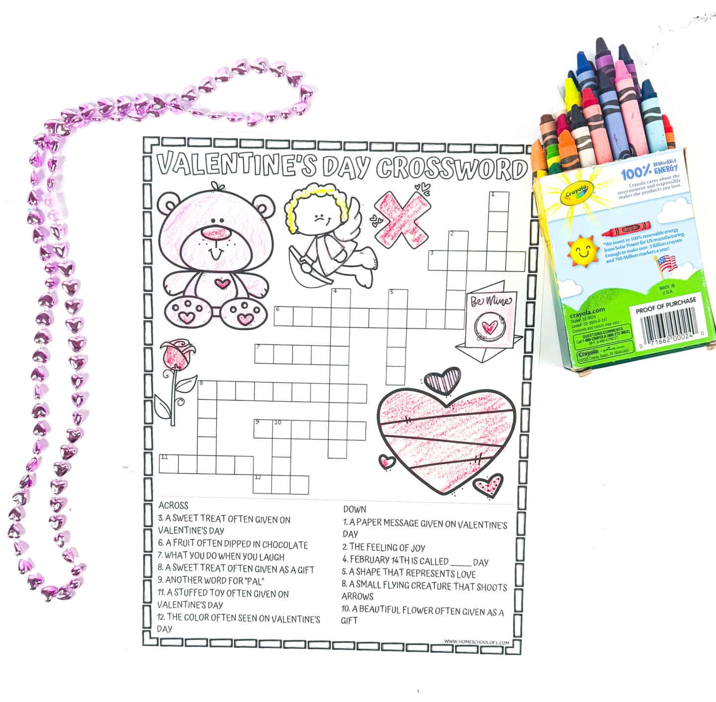 valentine's crossword printable