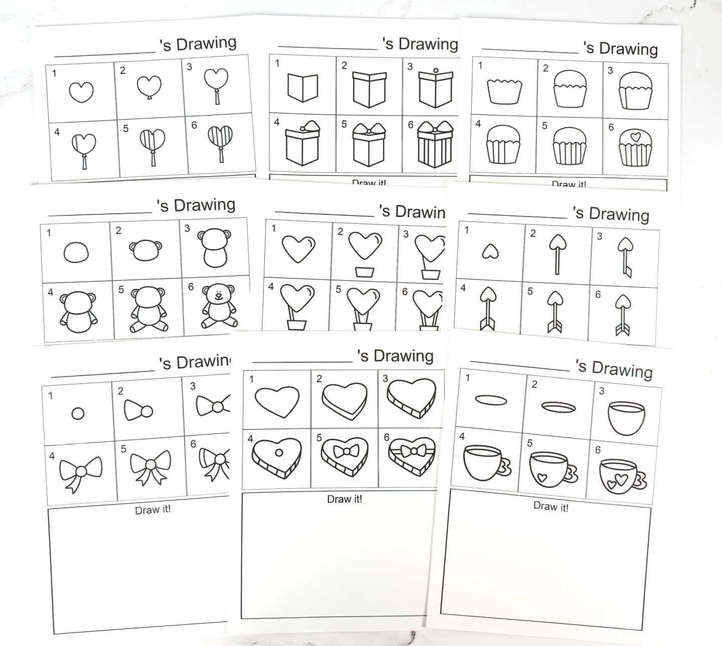 valentine's day directed drawing printables