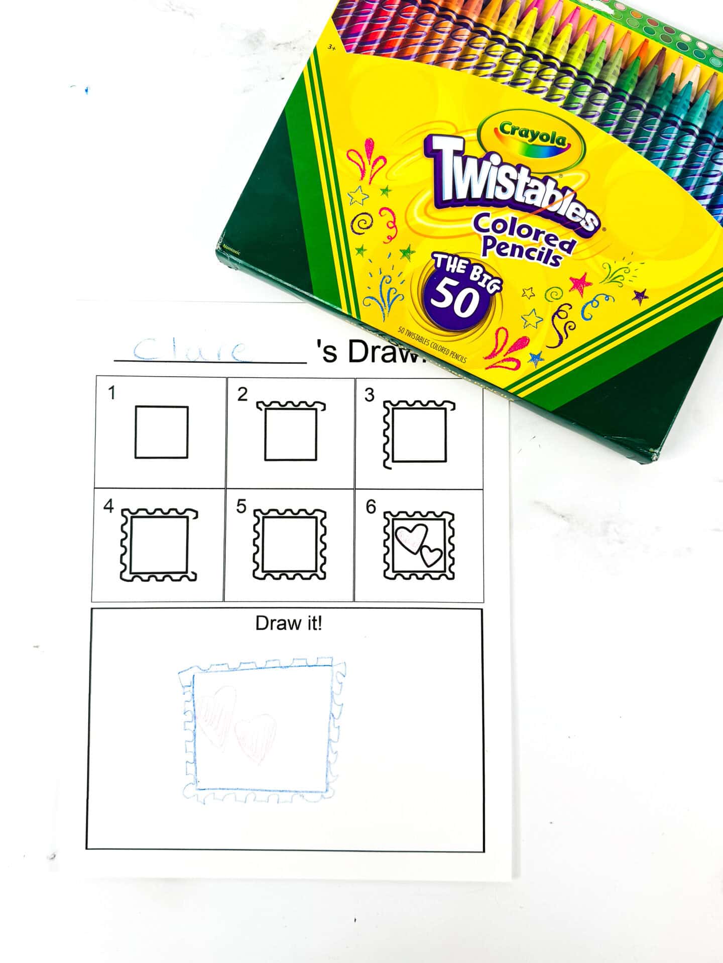 valentine's day directed drawing worksheet