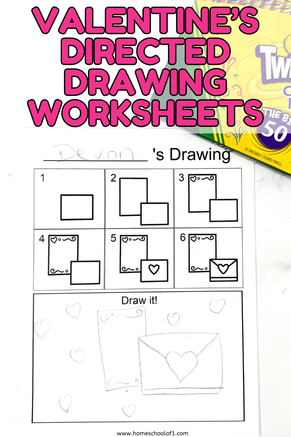 valentines day directed drawing worksheets