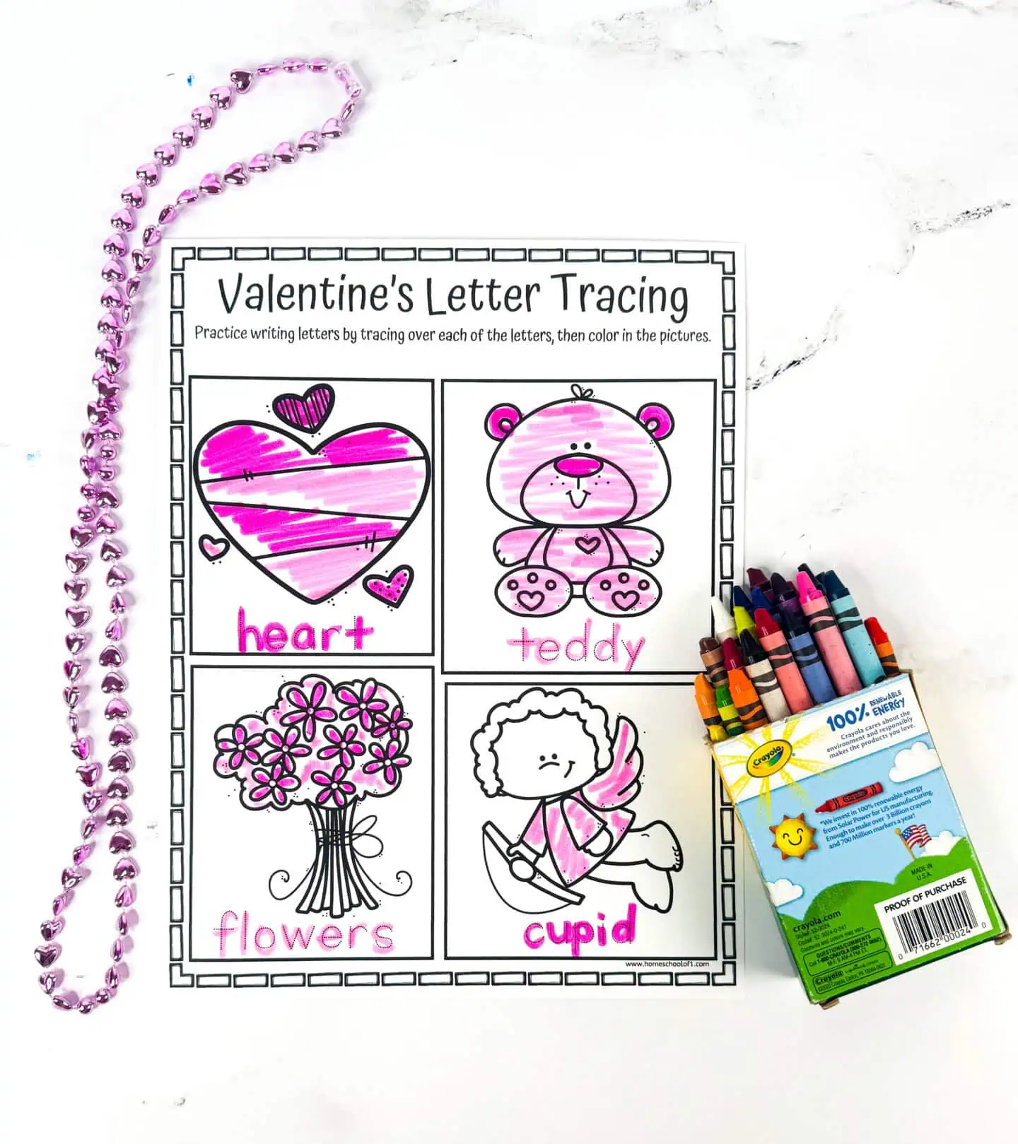 valentine's letter tracing worksheet