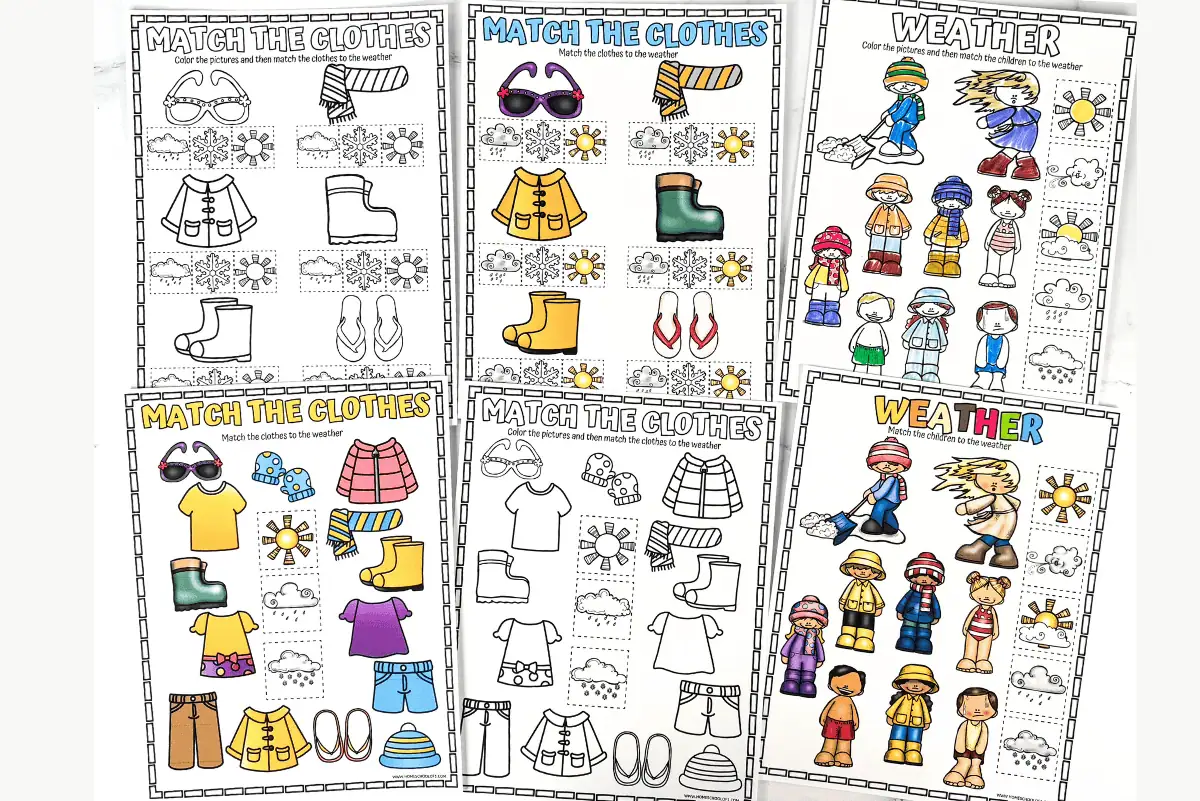 weather and clothes worksheet for kindergarten