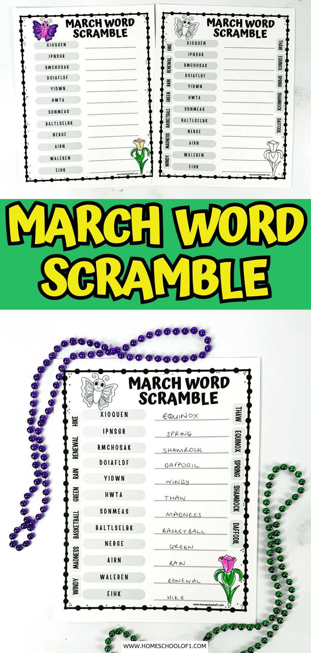 MARCH WORD SCRAMBLE PRINTABLE