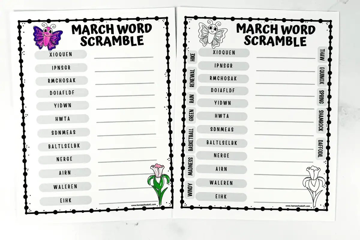 MARCH WORD SCRAMBLE