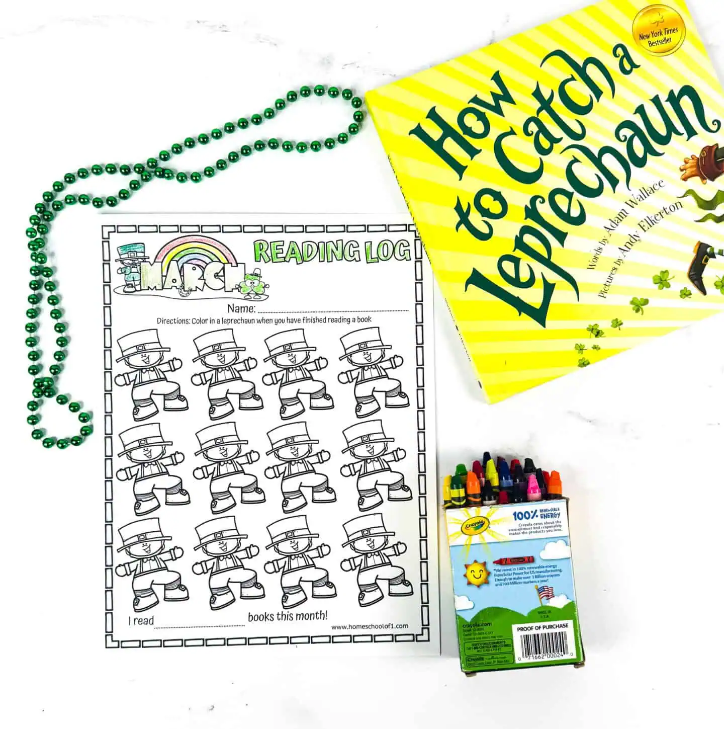 free leprechaun reading log color page