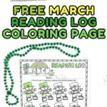 free march reading log coloring page