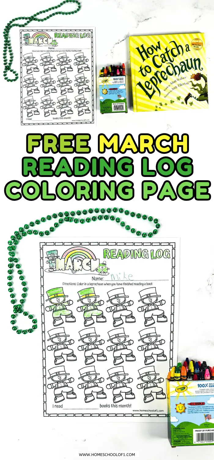 free march reading log coloring page