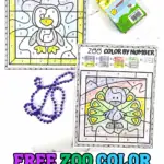 free zoo color by number worksheets