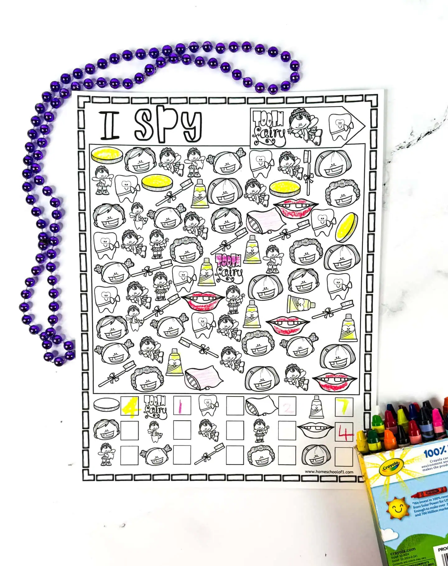 i spy tooth fairy coloring page