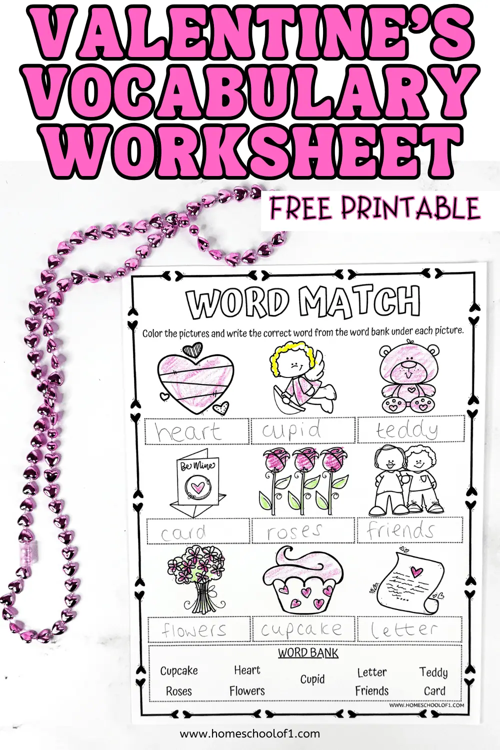 valentine's vocabulary worksheet