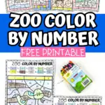 zoo color by number free printable