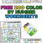 zoo color by number worksheets